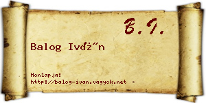 Balog Iván névjegykártya
