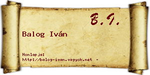Balog Iván névjegykártya